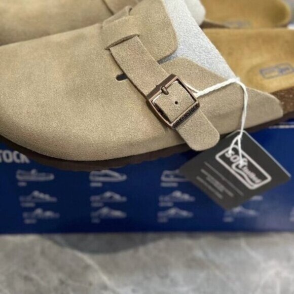 Birkenstock Boston taupe suede mule clogs - Picture 3 of 4